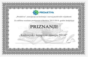 kalesijski sampion znanja priznanje
