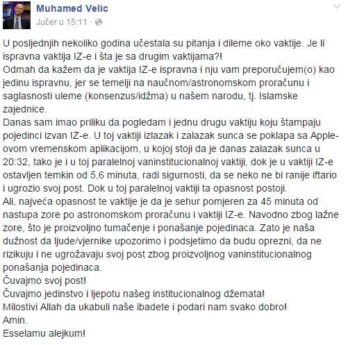 vaktija objasnjenje velic