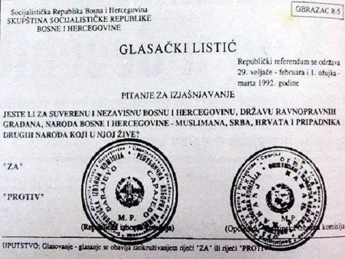 glasacki listic NEZAVISSNOST BIH