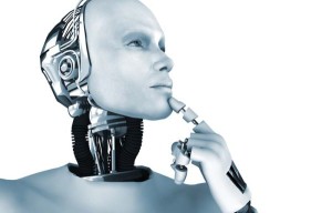 Male robot thinking about something.