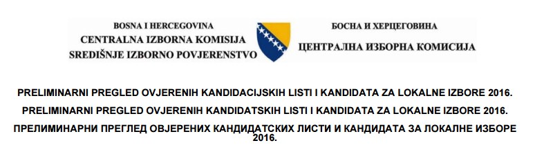 IZBORI 2016 premiliminarne liste