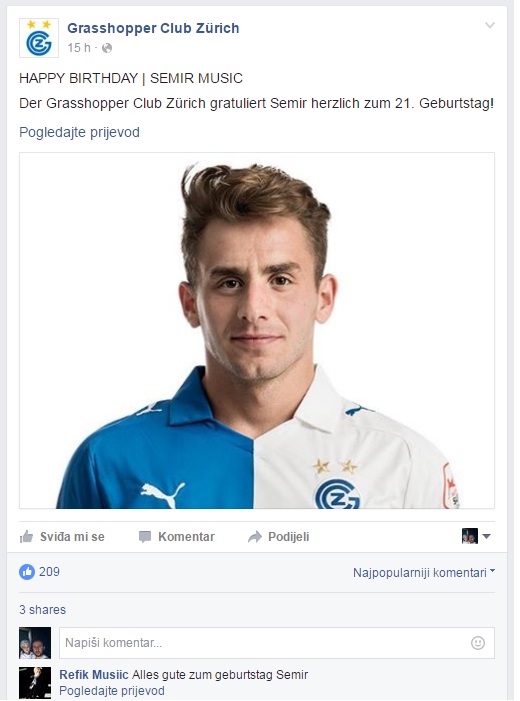 SEMIR MUSIC rodjendanska cestitka GRASSHOPPER CLUB ZURICH