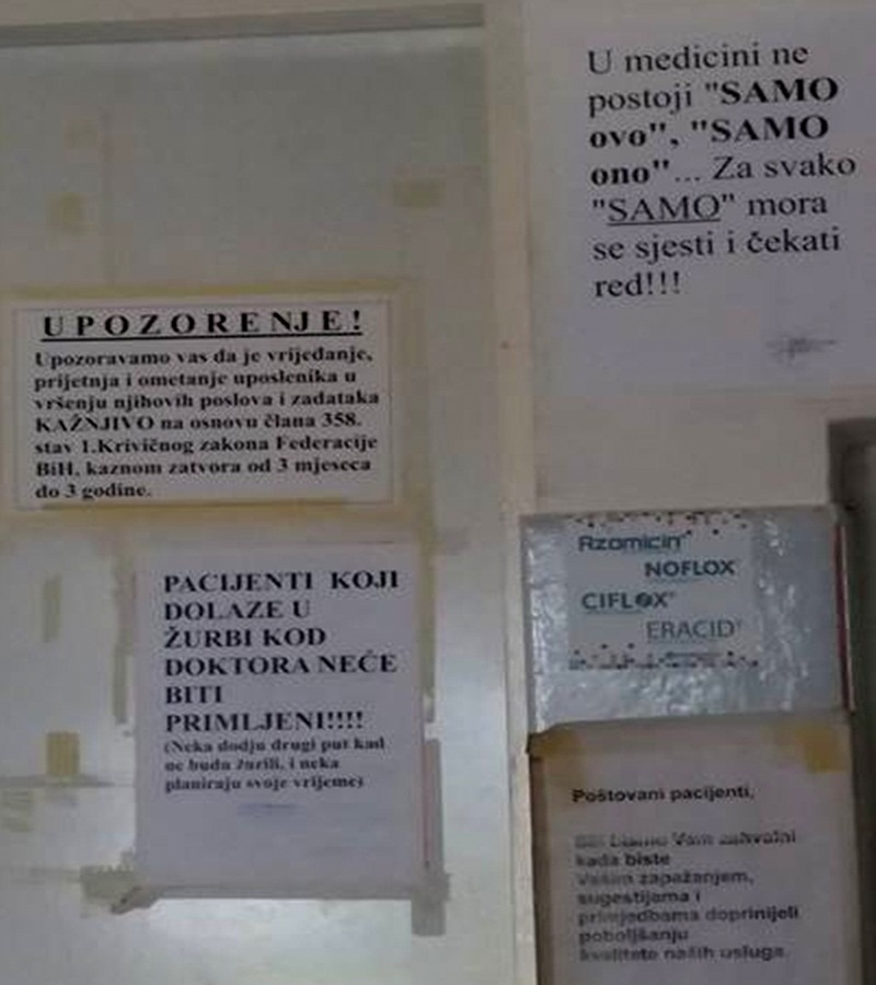 natpisi u cekaonici ambulante