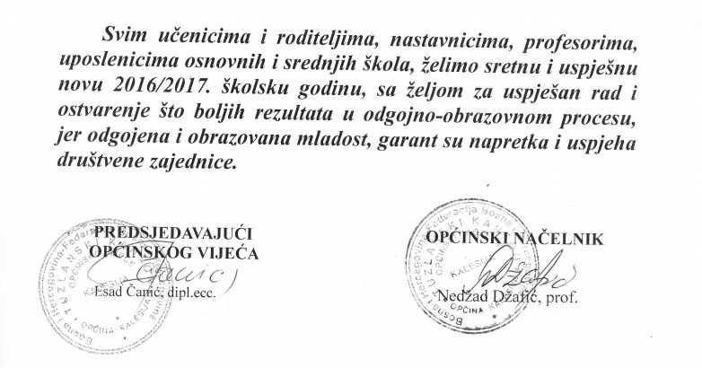 cestitka opcina kal SKOLSKA GODINA