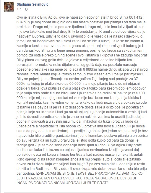 billy agic STATUS prijatelja