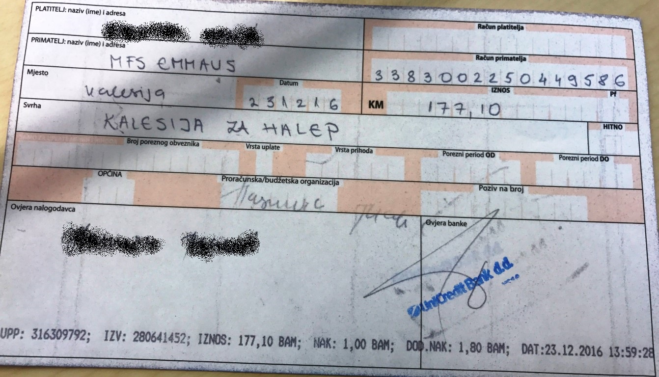 SLIKA 1 - prikupljeni novac u stranim valutama (Euro i Franka)