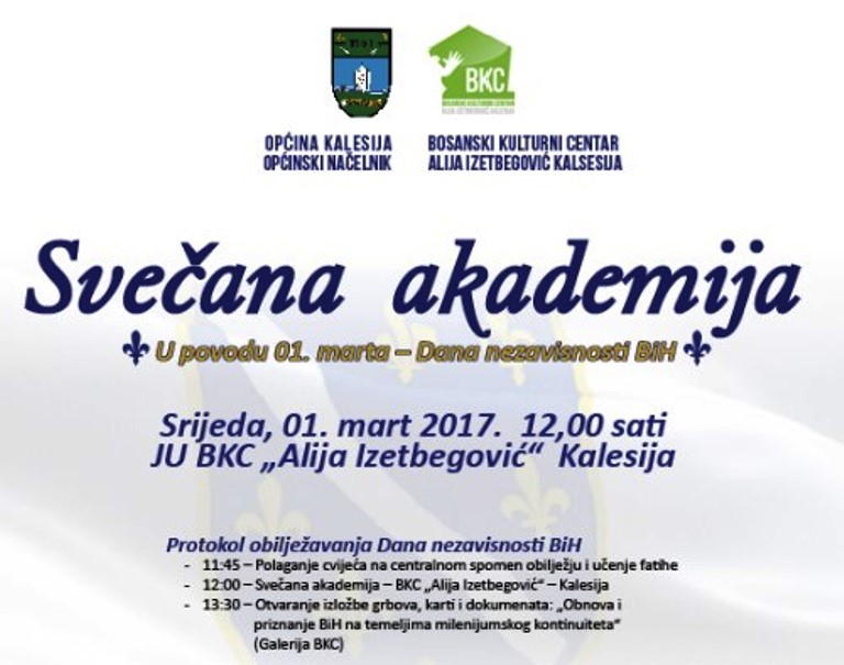 Općina Kalesija: Zvaničan program obilježavanja Dana nezavisnosti BiH