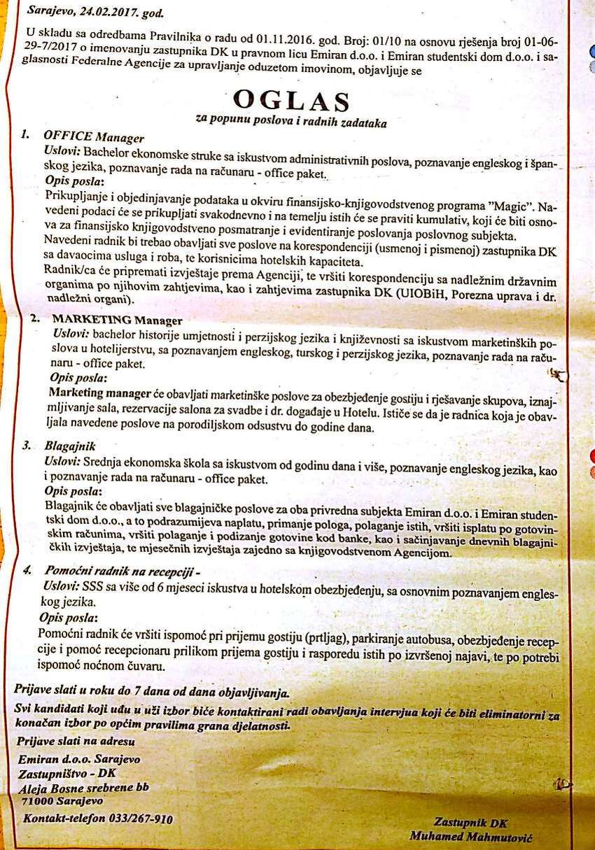 oglas federalna agencija