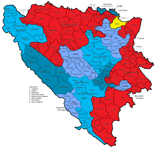 bosna i hercegovina ENTITETI KANTONI OPCINE