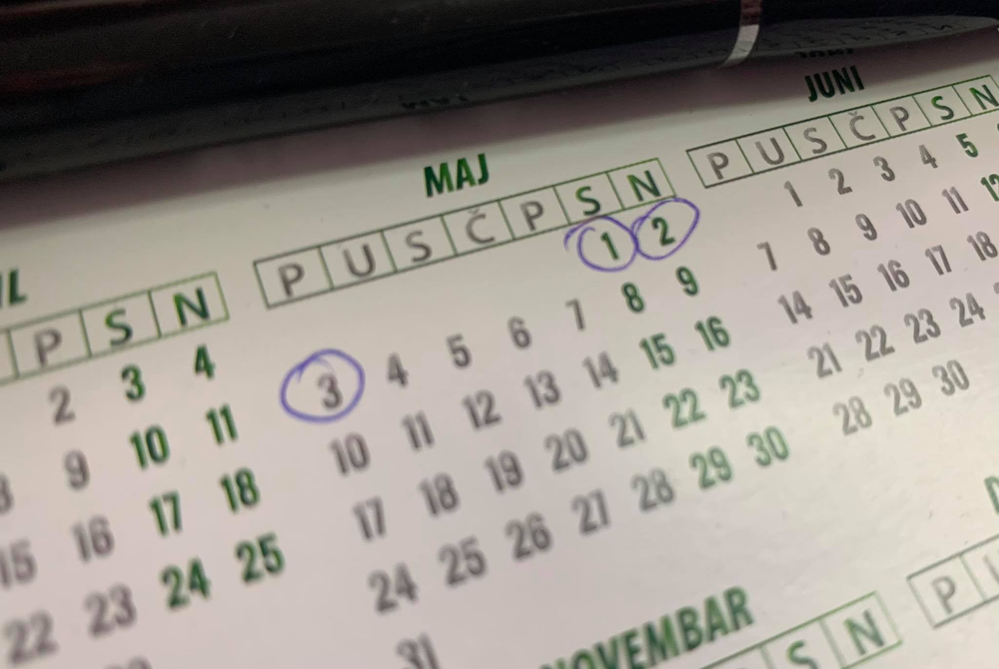 1.maj 2021. neradni 1 2 3
