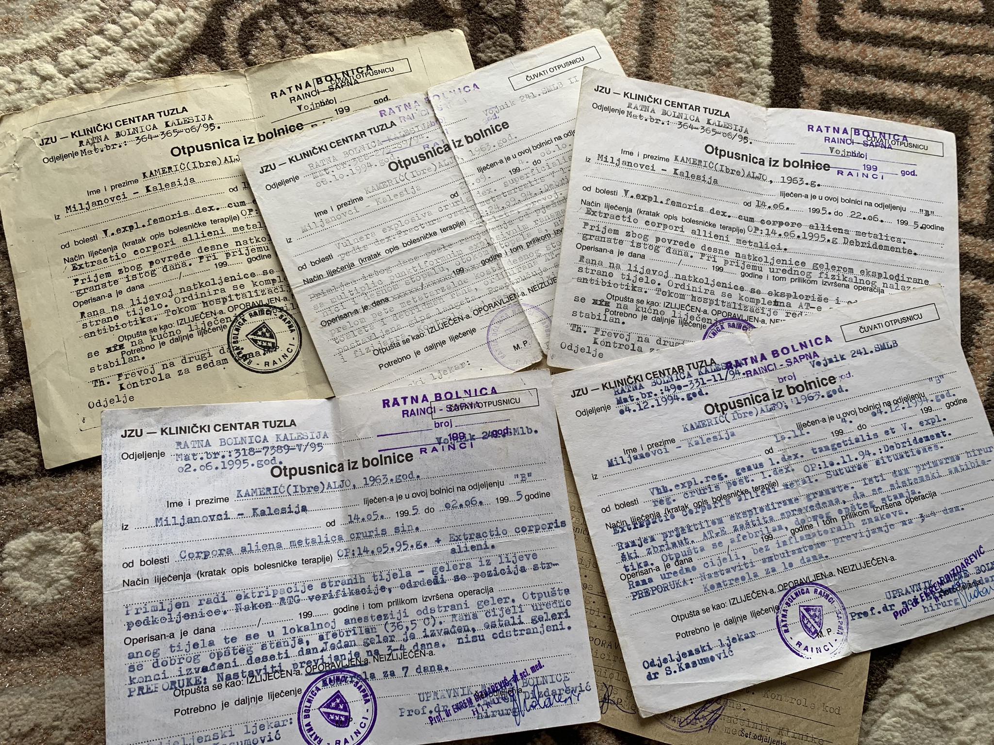 (Otpusnice) Pet puta hospitalizovan u toku rata, svaki put se vraćao na ratište