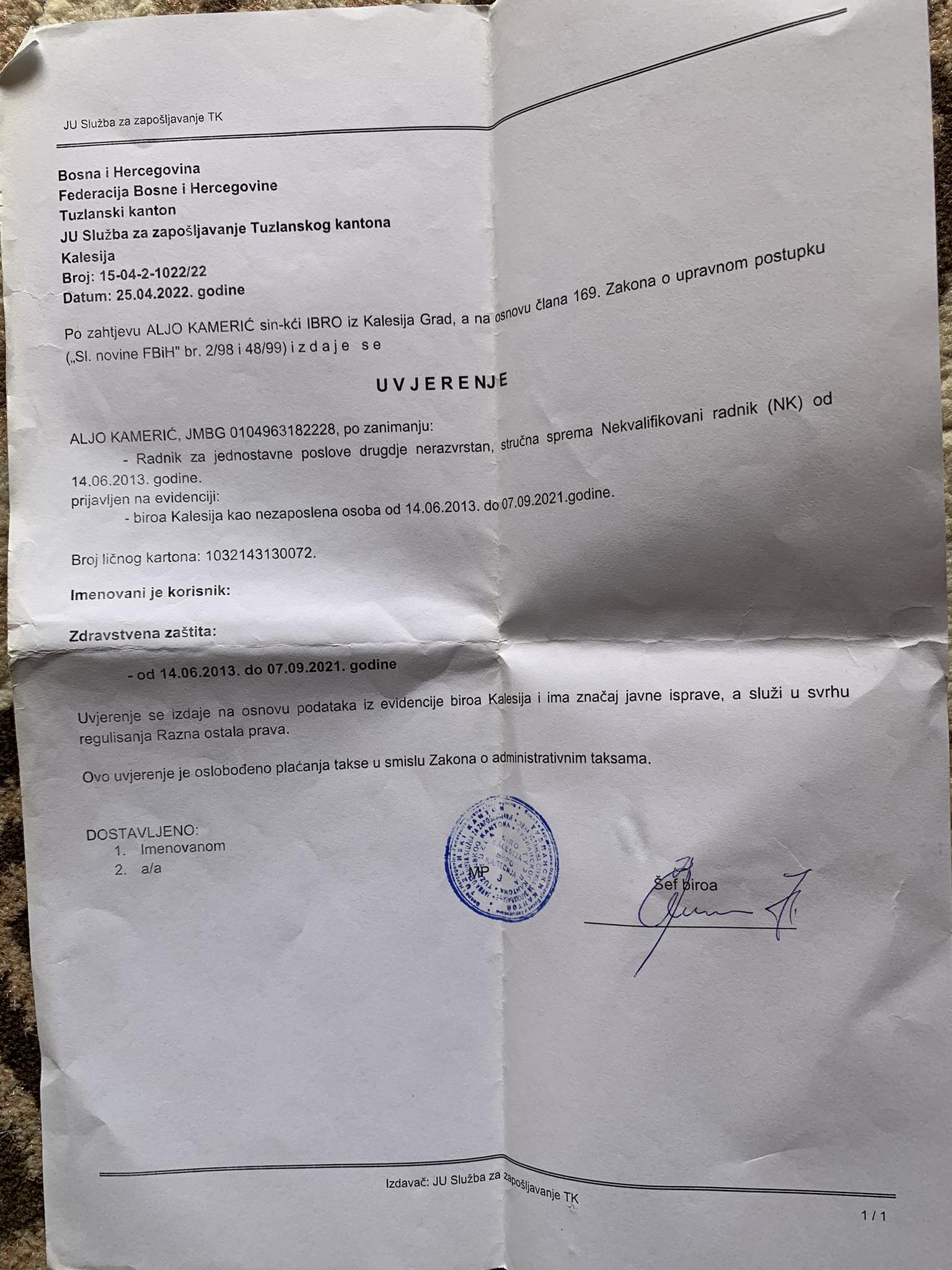 aljo kameric uvjerenje biro 1
